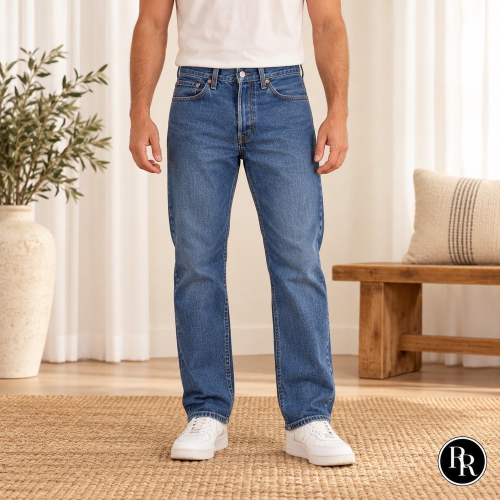 Levis 505 Regular Fit Jeans Mens 34x30 Medium Wash Blue Straight Leg WaterLess